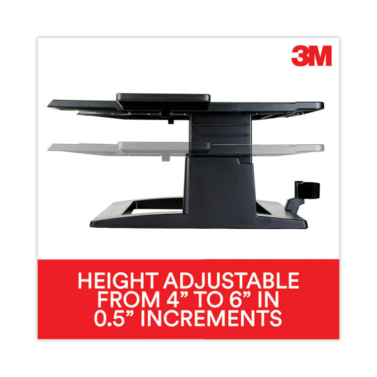 3M™ Adjustable Notebook Riser, 13" x 13" x 4" to 6", Black, Supports 20 lbs (MMMLX500)