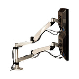 3M™ Easy-Adjust Desk Dual Arm Mount for 27" Monitors, 360 deg Rotation, +90/-15 deg Tilt, 360 deg Pan, Silver, Supports 20 lb (MMMMA265S)