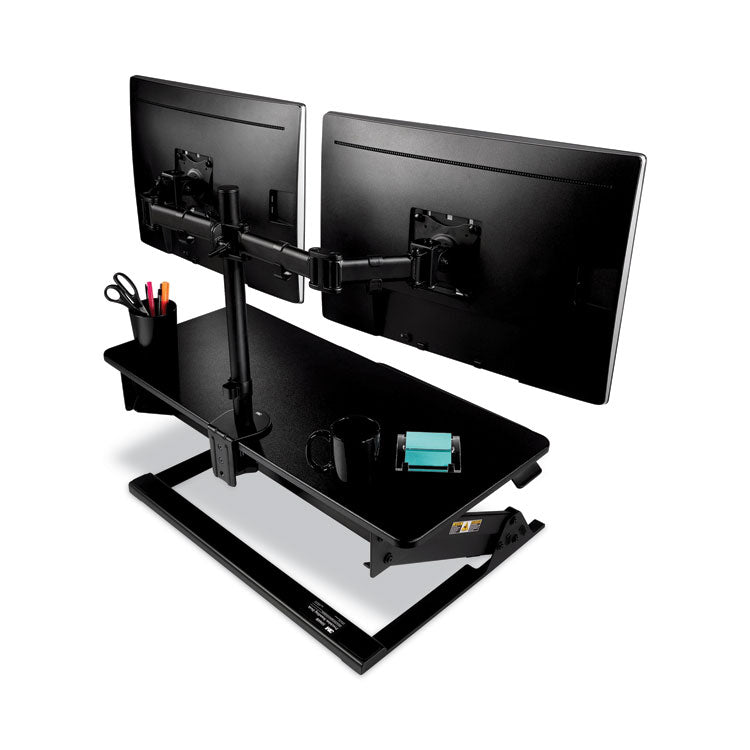 3M™ Dual Monitor Mount, For 27" Monitors, 360 Degree Rotation, +45 Degree/-45 Degree Tilt, 90 Degree Pan, Black, Supports 20 lb (MMMMM200B) Each