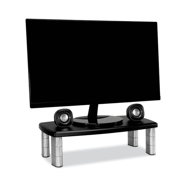 3M™ Extra-Wide Adjustable Monitor Stand, 20" x 12" x 1" to 5.78", Silver/Black, Supports 40 lbs (MMMMS90B)