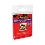 Scotch™ Self-Sealing Laminating Pouches, 9.5 mil, 2.81" x 3.75", Gloss Clear, 5/Pack (MMMPL903G)