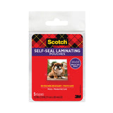 Scotch™ Self-Sealing Laminating Pouches, 9.5 mil, 2.81" x 3.75", Gloss Clear, 5/Pack (MMMPL903G)