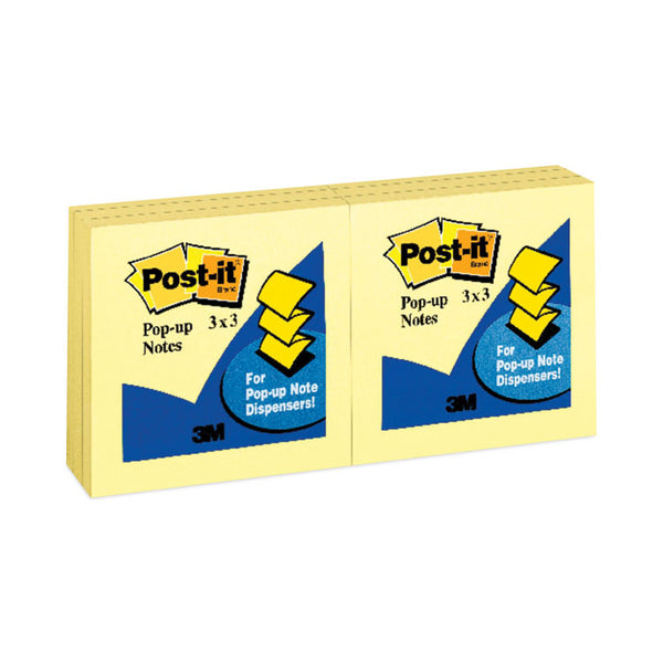 Post-it® Pop-up Notes Original Canary Yellow Pop-up Refill, 3" x 3", Canary Yellow, 100 Sheets/Pad, 12 Pads/Pack (MMMR330YW) 12 Pads