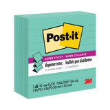 Post-it® Pop-up Notes Super Sticky Pop-up Notes Refill, Note Ruled, 4" x 4", Aqua Wave, 90 Sheets/Pad, 5 Pads/Pack (MMMR440WASS) Pack of 5