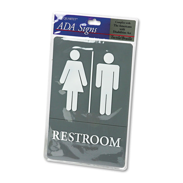 Headline® Sign ADA Sign, Restroom Symbol Tactile Graphic, Molded Plastic, 6 x 9, Gray (USS4812) Each