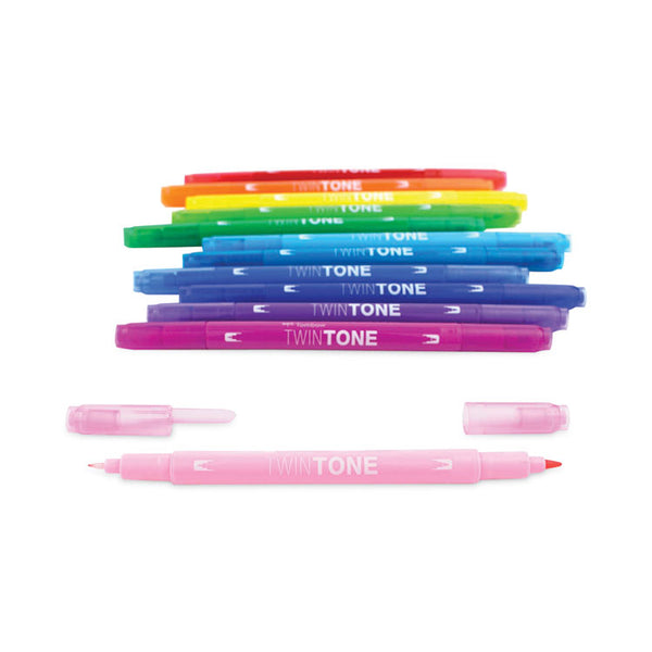 Tombow® TwinTone Dual-Tip Markers, Extra-Fine/Broad Tips, Assorted Colors, Dozen (TOM61526)