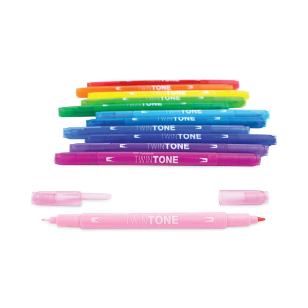 Tombow® TwinTone Dual-Tip Markers, Extra-Fine/Broad Tips, Assorted Colors, Dozen (TOM61526) Pack of 12