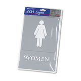 Headline® Sign ADA Sign, Women Restroom Symbol w/Tactile Graphic, Molded Plastic, 6 x 9, Gray (USS4816) Each