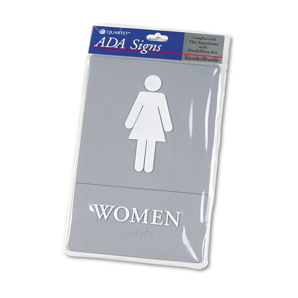 Headline® Sign ADA Sign, Women Restroom Symbol w/Tactile Graphic, Molded Plastic, 6 x 9, Gray (USS4816) Each