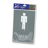 Headline® Sign ADA Sign, Men Restroom Symbol w/Tactile Graphic, Molded Plastic, 6 x 9, Gray (USS4817) Each