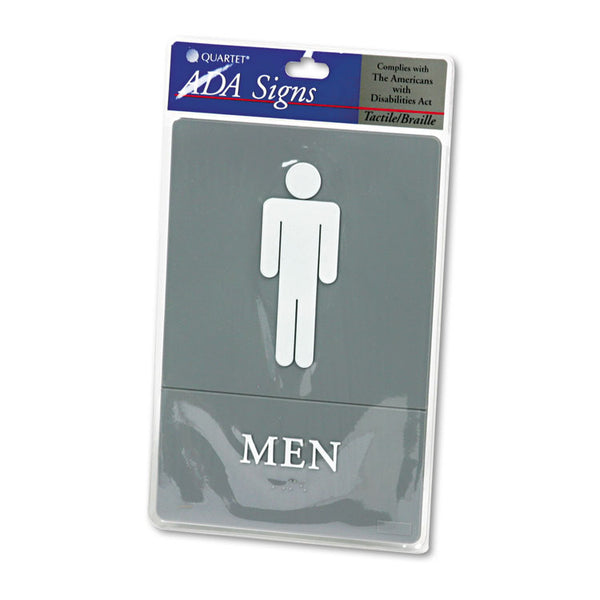 Headline® Sign ADA Sign, Men Restroom Symbol w/Tactile Graphic, Molded Plastic, 6 x 9, Gray (USS4817) Each