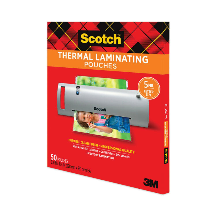 Scotch™ Laminating Pouches, 5 mil, 9" x 11.5", Gloss Clear, 50/Pack (MMMTP585450)
