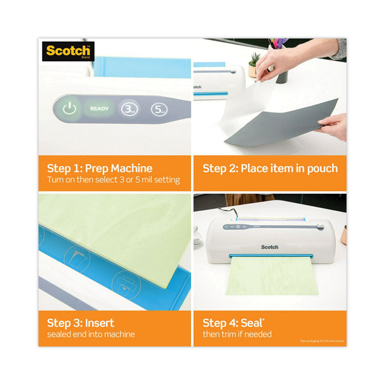 Scotch™ Laminating Pouches, 5 mil, 9" x 11.5", Gloss Clear, 100/Pack (MMMTP5854100)