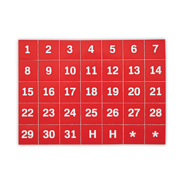 MasterVision® Interchangeable Magnetic Board Accessories, Calendar Dates, Red/White, 1" x 1", 31 Pieces (BVCFM1209) Pack of 35