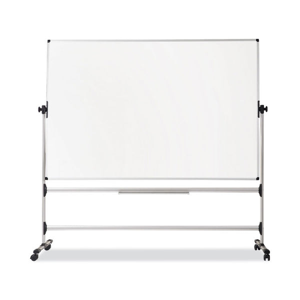 MasterVision® Earth Silver Easy Clean Mobile Revolver Dry Erase Boards, 36 x 48, White Surface, Silver Steel Frame (BVCRQR0221) Each