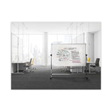 MasterVision® Earth Silver Easy Clean Mobile Revolver Dry Erase Boards, 48 x 70, White Surface, Silver Steel Frame (BVCRQR0521) Each