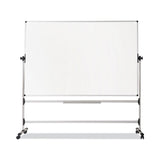 MasterVision® Earth Silver Easy Clean Mobile Revolver Dry Erase Boards, 48 x 70, White Surface, Silver Steel Frame (BVCRQR0521) Each