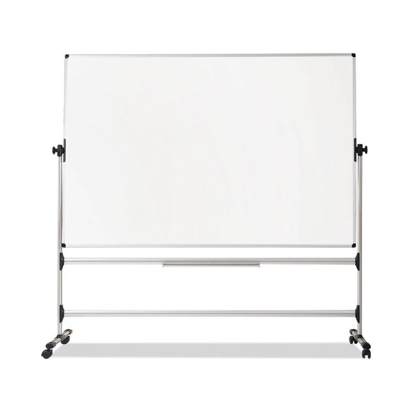 MasterVision® Earth Silver Easy Clean Mobile Revolver Dry Erase Boards, 48 x 70, White Surface, Silver Steel Frame (BVCRQR0521) Each