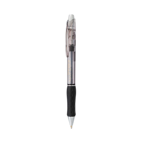 Pentel® R.S.V.P. Super RT Ballpoint Pen, Retractable, Medium 1 mm, Black Ink, Clear/Black Barrel, Dozen (PENBX480A)