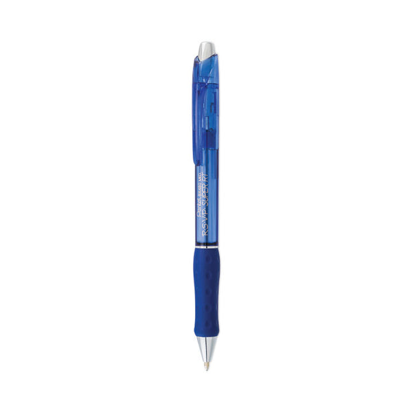Pentel® R.S.V.P. Super RT Ballpoint Pen, Retractable, Medium 1 mm, Blue Ink, Translucent Blue/Blue Barrel, Dozen (PENBX480C)