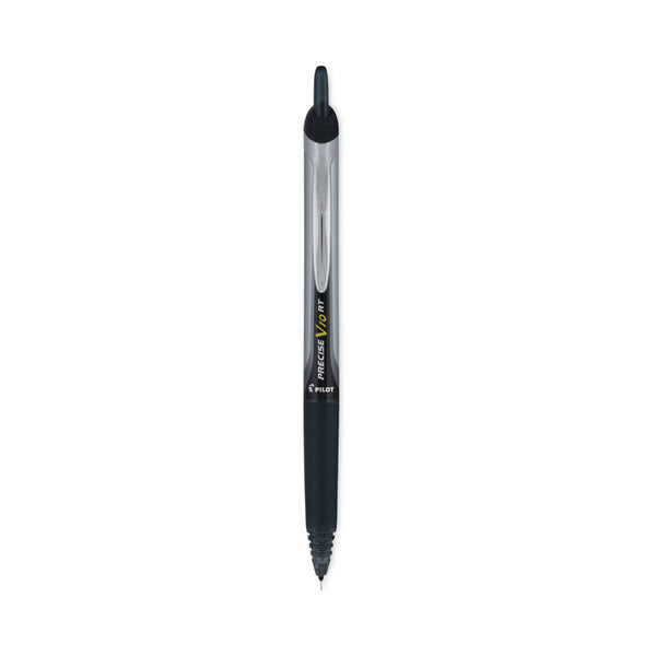 Pilot® Precise V10RT Roller Ball Pen, Retractable, Bold 1 mm, Black Ink, Black Barrel, Dozen (PIL13450)