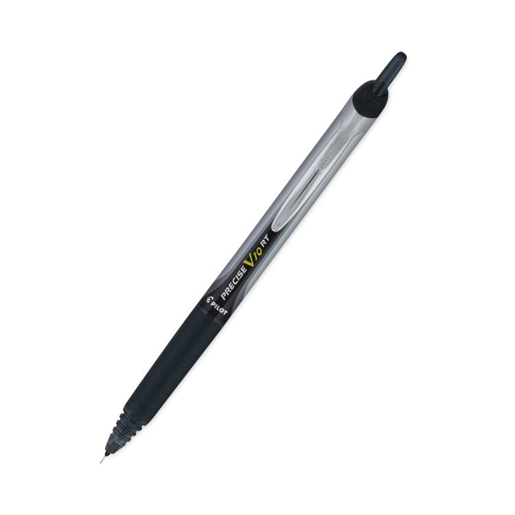 Pilot® Precise V10RT Roller Ball Pen, Retractable, Bold 1 mm, Black Ink, Black Barrel, Dozen (PIL13450)