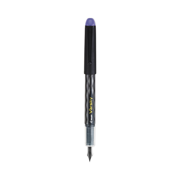 Pilot® Varsity Fountain Pen, Medium 1 mm, Purple Ink, Clear/Black/Purple Barrel (PIL90008)