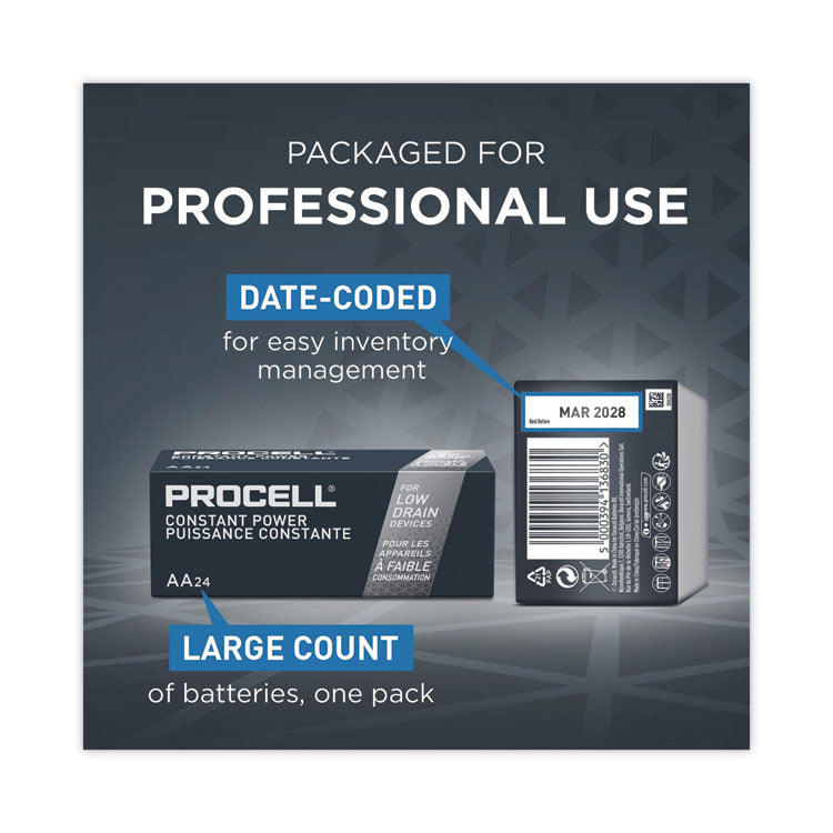 Procell® Professional Alkaline AA Batteries, 24/Box (DURPC1500BKD) Box of 24