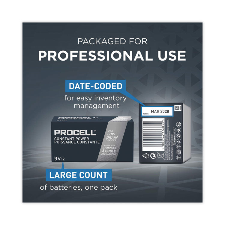 Procell® Professional Alkaline 9V Batteries, 12/Box (DURPC1604BKD) Box of 12