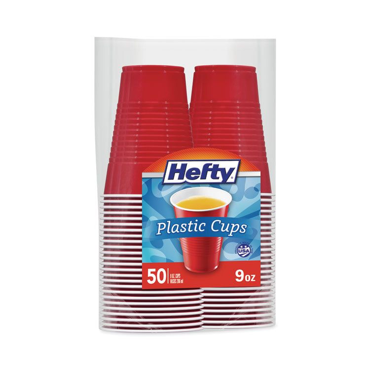 Hefty® Easy Grip Disposable Plastic Party Cups, 9 oz, Red, 50/Pack (RFPC20950)