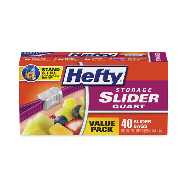 Hefty® Slider Bags, 1 qt, 1.5 mil, 8" x 7", Clear, 40/Box (RFPR81240)
