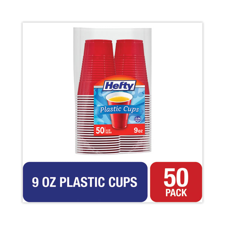Hefty® Easy Grip Disposable Plastic Party Cups, 9 oz, Red, 50/Pack (RFPC20950)