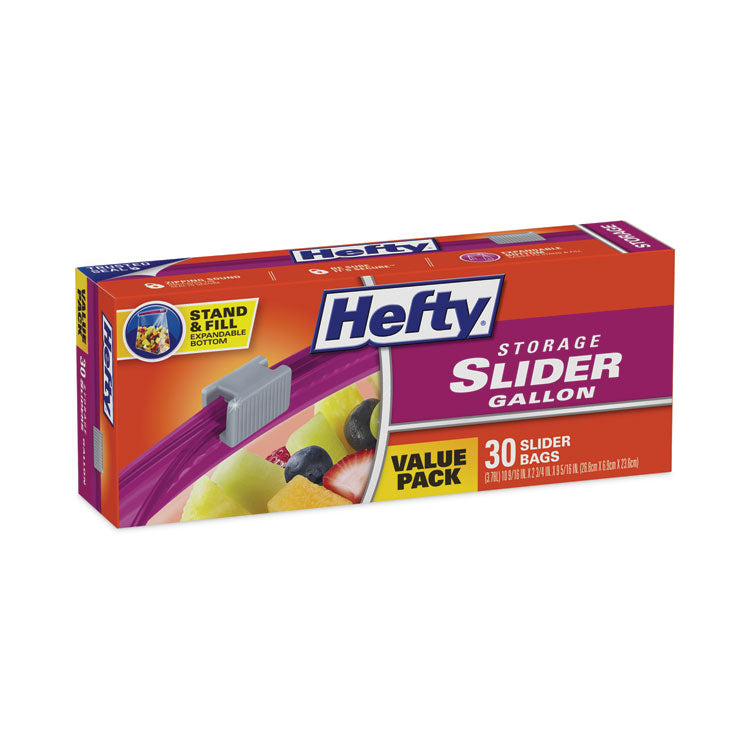Hefty® Slider Bags, 1 gal, 1.5 mil, 10.56" x 11", Clear, 30/Box (RFPR81430)