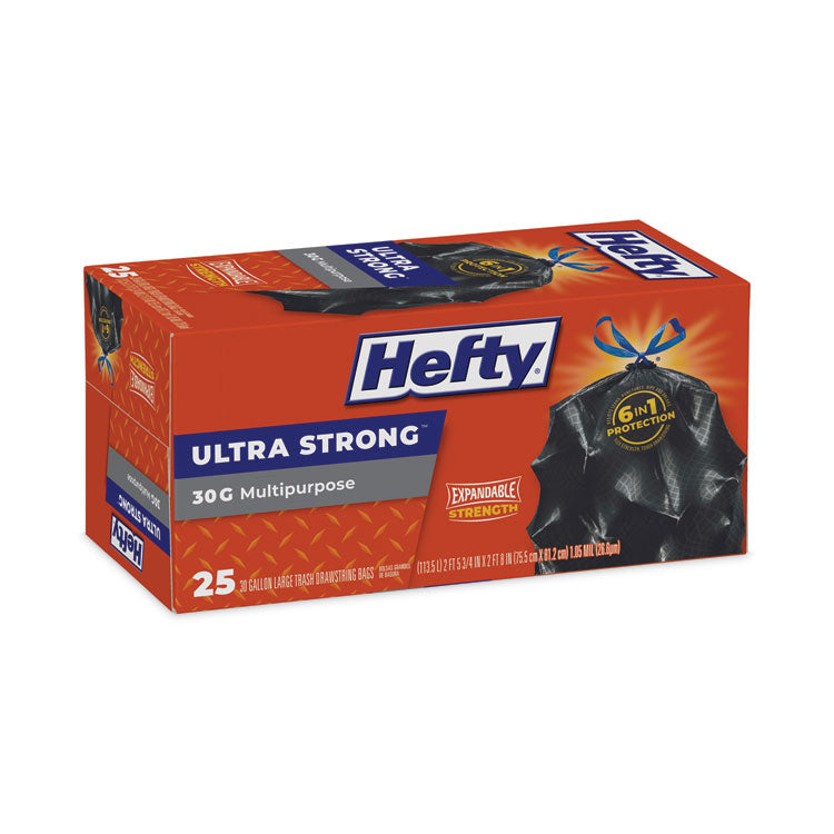 Hefty® Ultra Flex Waste Bags, 30 gal, 1.05 mil, 6" x 2.1", Black, 150/Carton (RFPE80627)