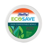 Hefty® ECOSAVE Tableware, Bowl, Bagasse, 16 oz, White, 25/Pack (RFPD71625PK)