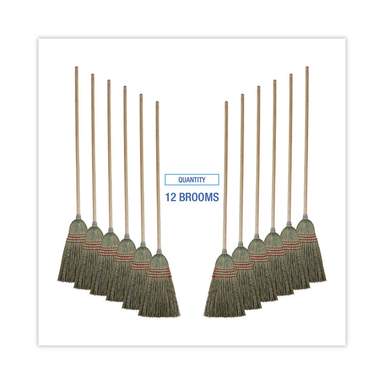 Boardwalk® Mixed Fiber Maid Broom, Mixed Fiber Bristles, 55" Overall Length, Natural, 12/Carton (BWK920YCT) Case of 12