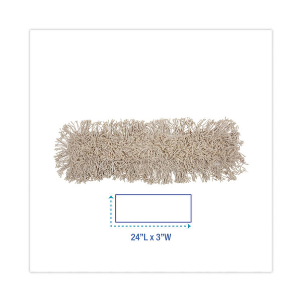 Boardwalk® Mop Head, Dust, Cotton, 24 x 3, White (BWK1024) Each