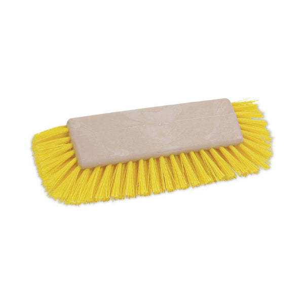 Boardwalk® Dual-Surface Scrub Brush, Yellow Polypropylene Bristles, 10" Brush, Plastic Handle (BWK3410) Each