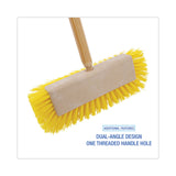 Boardwalk® Dual-Surface Scrub Brush, Yellow Polypropylene Bristles, 10" Brush, Plastic Handle (BWK3410)