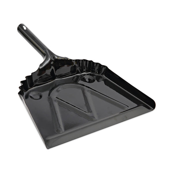 Boardwalk® Metal Dust Pan, 12 x 14, 2 " Handle, 20-Gauge Steel, Black (BWK04212EA) Each