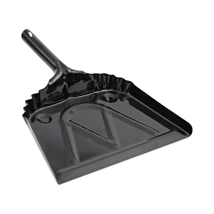 Boardwalk® Metal Dust Pan, 12 x 14, 2 " Handle, 20-Gauge Steel, Black (BWK04212EA)