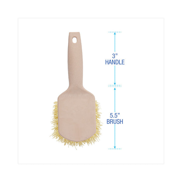 Boardwalk® Utility Brush, Cream Polypropylene Bristles, 5.5 Brush, 3" Tan Plastic Handle (BWK4308)