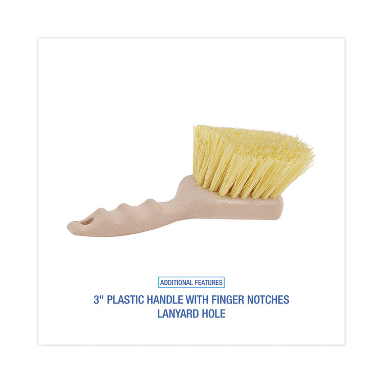 Boardwalk® Utility Brush, Cream Polypropylene Bristles, 5.5 Brush, 3" Tan Plastic Handle (BWK4308)