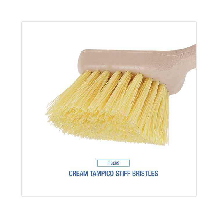 Boardwalk® Utility Brush, Cream Polypropylene Bristles, 5.5 Brush, 3" Tan Plastic Handle (BWK4308)