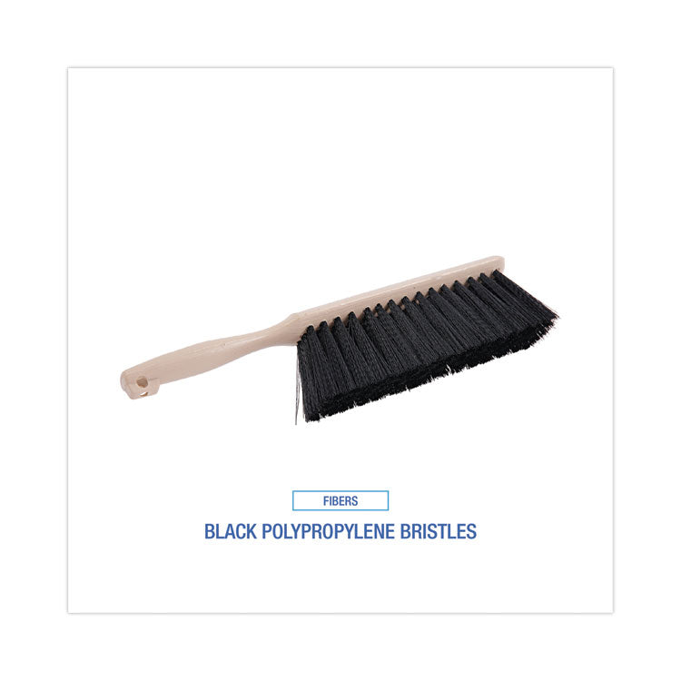 Boardwalk® Counter Brush, Black Polypropylene, 4.5" Brush, 3.5" Tan Plastic Handle (BWK5308) Each