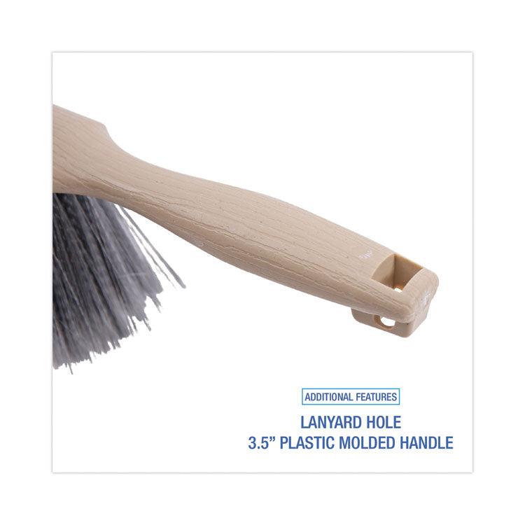 Boardwalk® Counter Brush, Gray Flagged Polypropylene Bristles, 4.5" Brush, 3.5" Tan Plastic Handle (BWK5408) Each