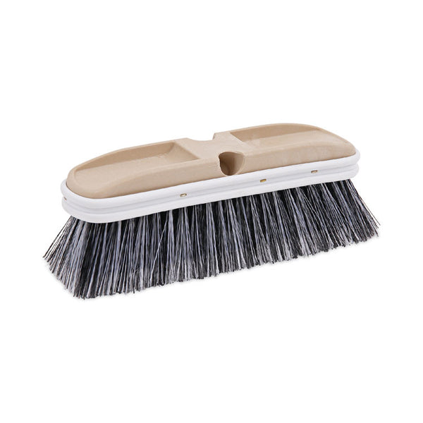 Boardwalk® Polystyrene Vehicle Brush with Vinyl Bumper, Black/White Polystyrene Bristles, 10" Brush (BWK8410) Each