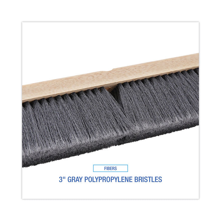 Boardwalk® Floor Brush Head, 3" Gray Flagged Polypropylene Bristles, 24" Brush (BWK20424)