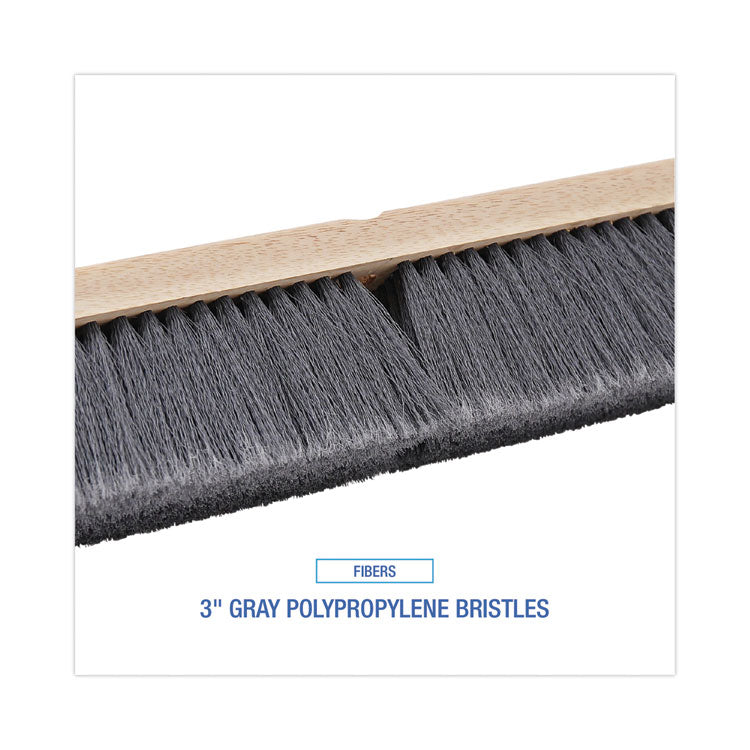 Boardwalk® Floor Brush Head, 3" Gray Flagged Polypropylene Bristles, 36" Brush (BWK20436)