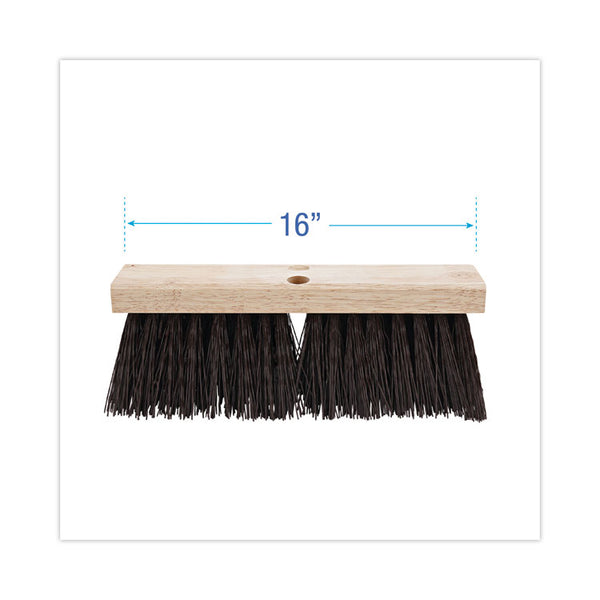 Boardwalk® Street Broom Head, 6.25" Brown Polypropylene Bristles, 16" Brush (BWK73160) Each